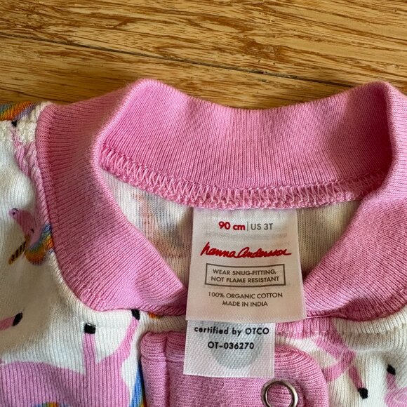 Hanna Andersson Pajamas 3T Unicorns Pink Zipper Organic Cotton Short sleeve - Picture 3 of 4